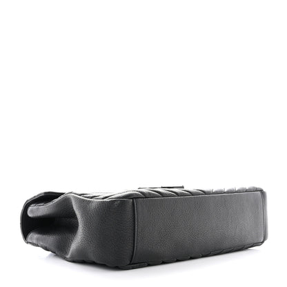 Saint Laurent Sheepskin Matelasse Chevron Monogram Monochrome Large College Satchel Black 4 of 10
