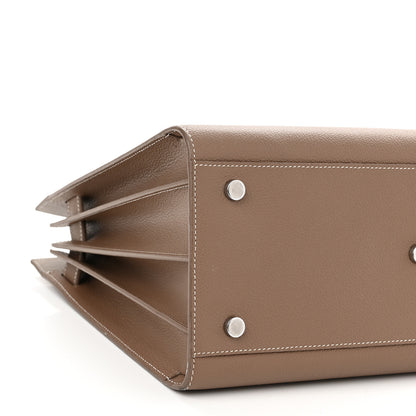 Saint Laurent Grained Calfskin Topstitch Small Classic Sac De Jour Taupe 9 of 16