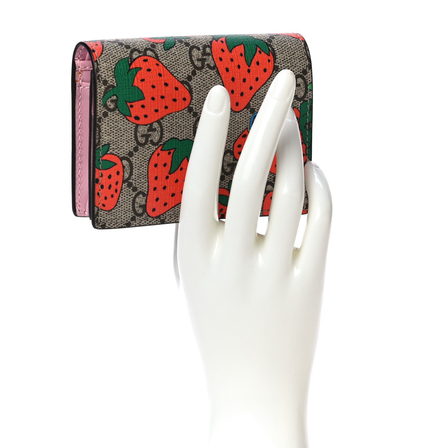 Gucci GG Supreme Monogram Strawberry Card Case 2 of 13