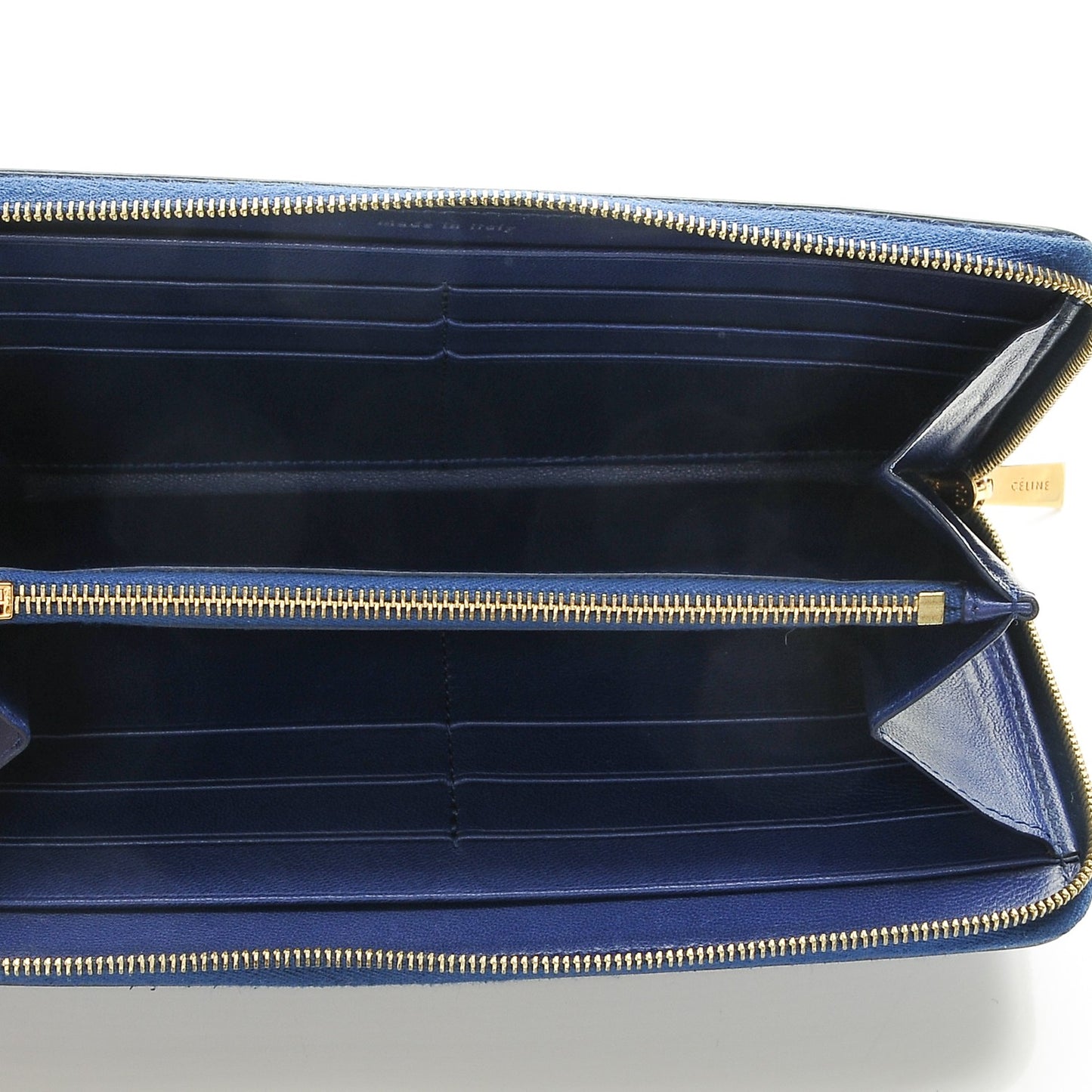 Lambskin Large Zip Around Multifunction Wallet Indigo