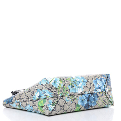 Gucci GG Supreme Monogram Blooms Small Reversible Tote Beige Blue Navy 6 of 14