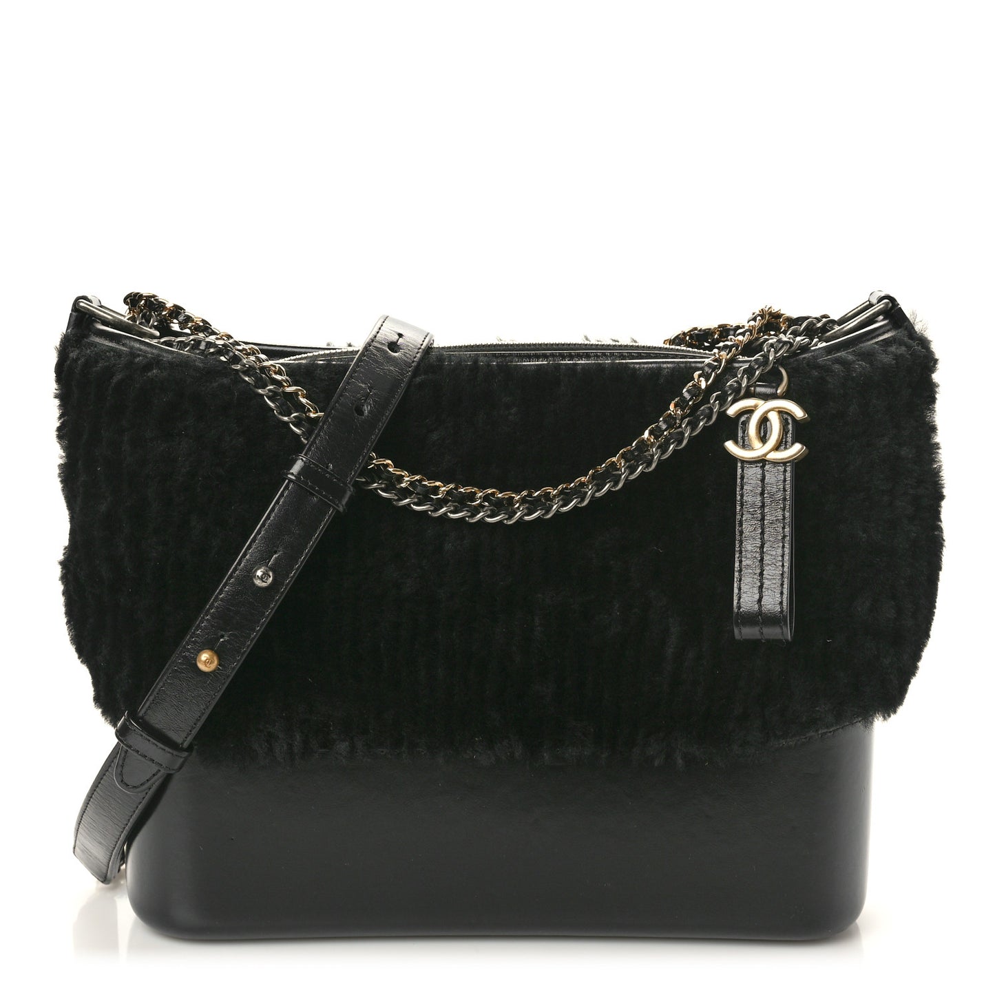 Shearling Medium Gabrielle Hobo Black