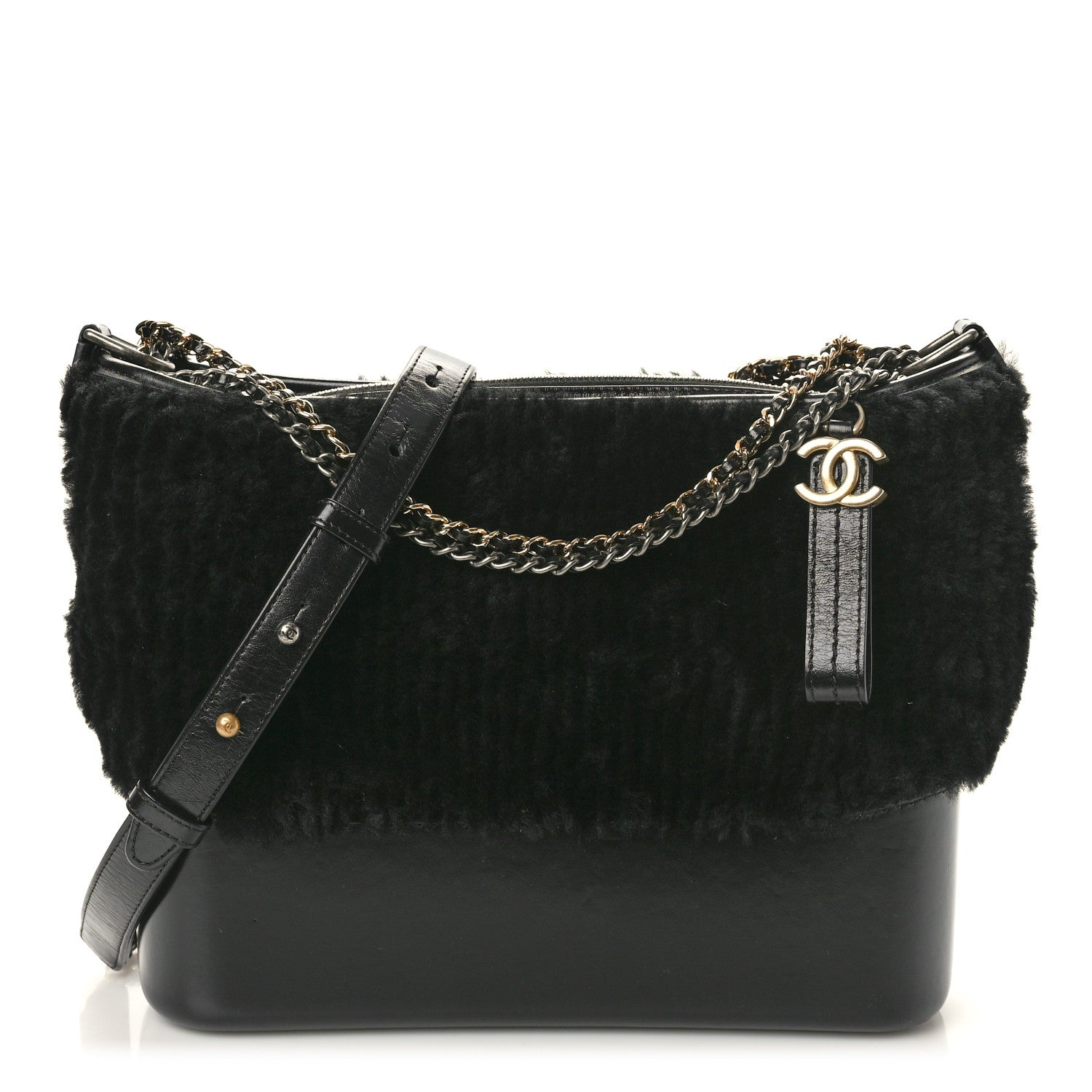 Chanel Shearling Medium Gabrielle Hobo Black 1 of 10