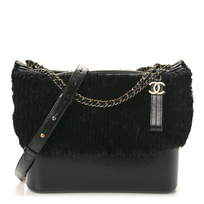 Chanel Shearling Medium Gabrielle Hobo Black 1 of 10