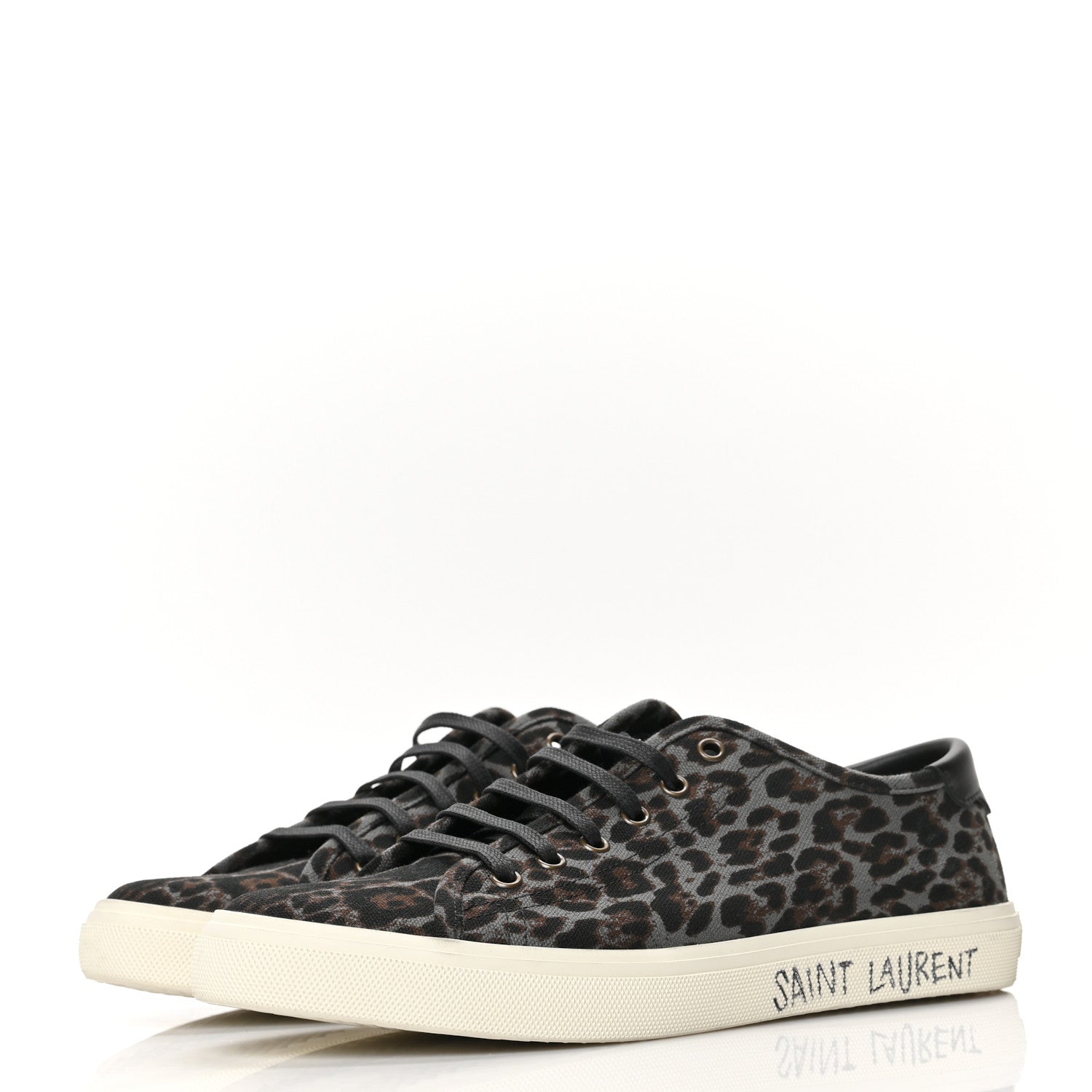 Saint Laurent Canvas Leopard Print Malibu Low Top Sneaker 40 Black 3 of 7