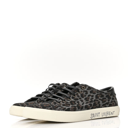 Saint Laurent Canvas Leopard Print Malibu Low Top Sneaker 40 Black 3 of 7