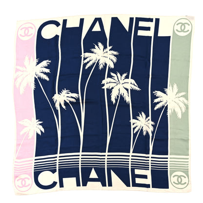 Chanel Silk CC Square Scarf Pink Blue Green 1 of 3