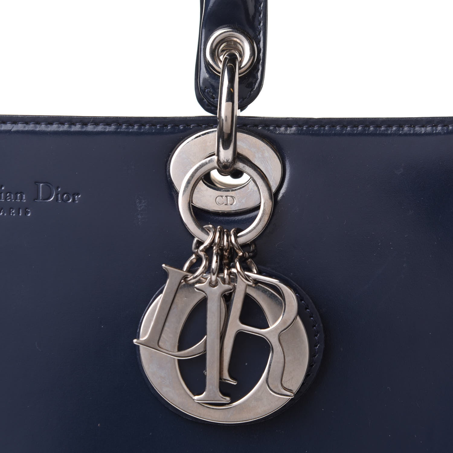 Christian Dior Glazed Calfskin Large Lady Dior Dark Blue 9 of 14