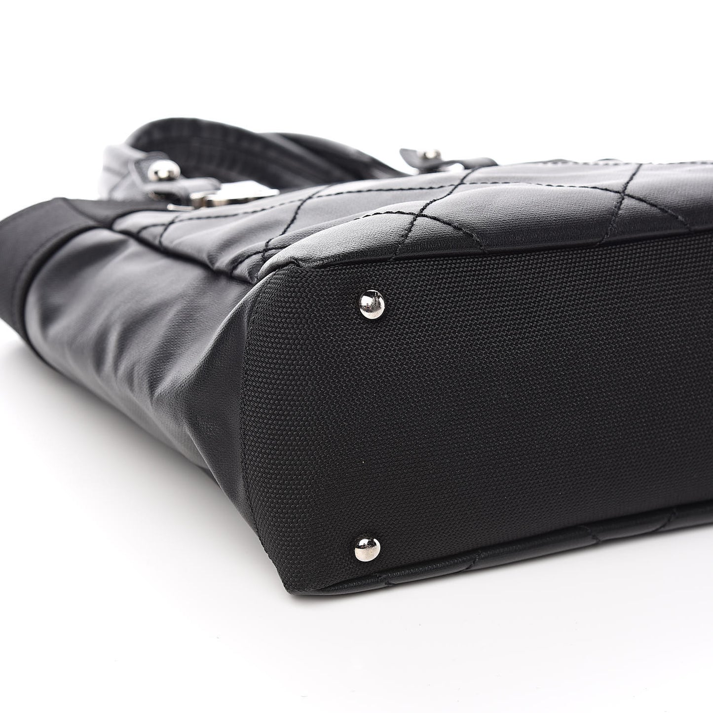 Coated Canvas Quilted Small Paris Biarritz Tote Black