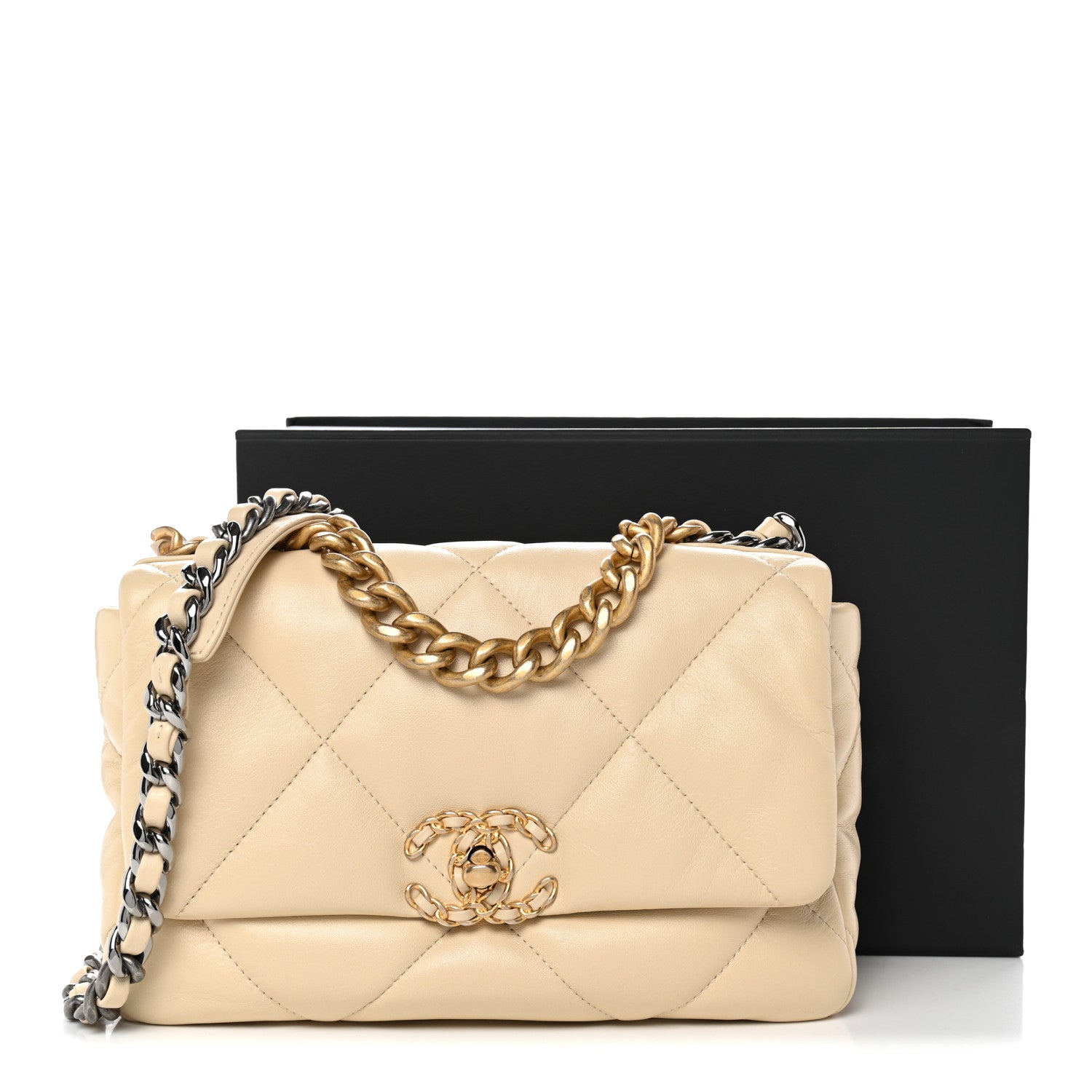 Chanel Lambskin Quilted Medium Chanel 19 Flap Beige 11 of 11