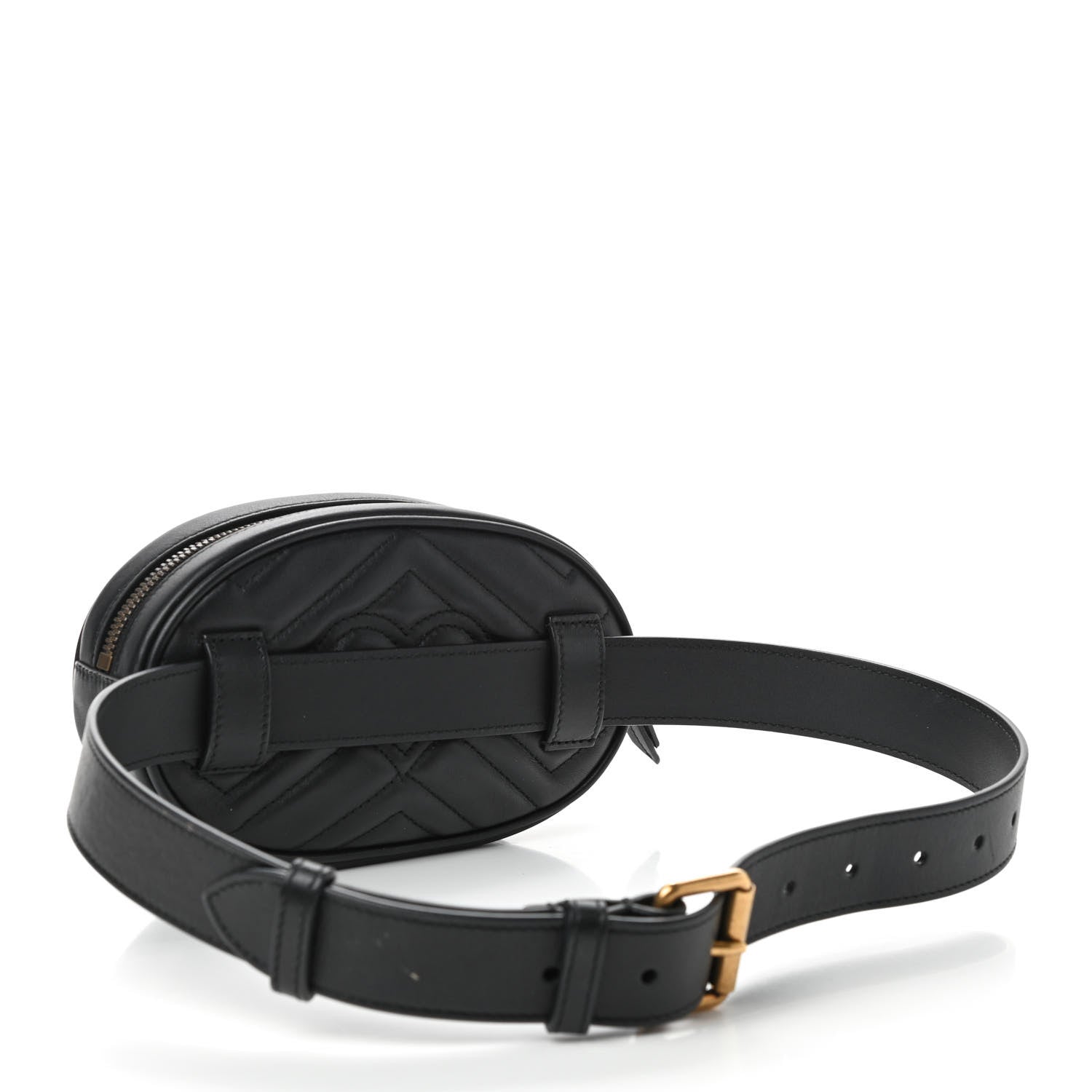 Gucci Calfskin Matelasse GG Marmont Belt Bag 75 30 Black 3 of 9