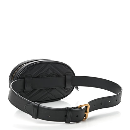 Gucci Calfskin Matelasse GG Marmont Belt Bag 75 30 Black 3 of 9