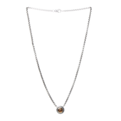 David Yurman Sterling Silver 18K Yellow Gold Citrine Cookie Necklace 3 of 7
