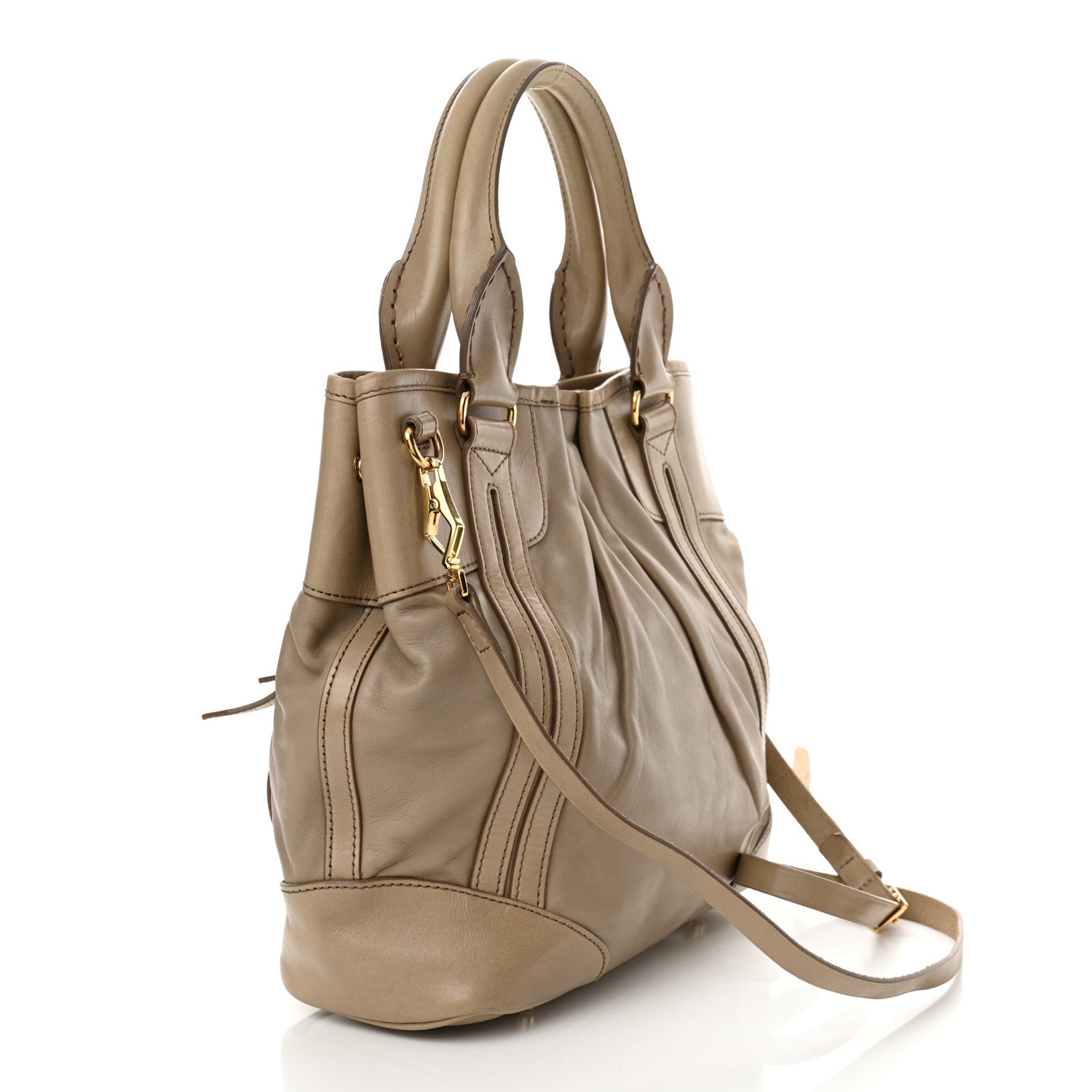 Burberry Lambskin Whipstitch Medium Tote Beige 3 of 18