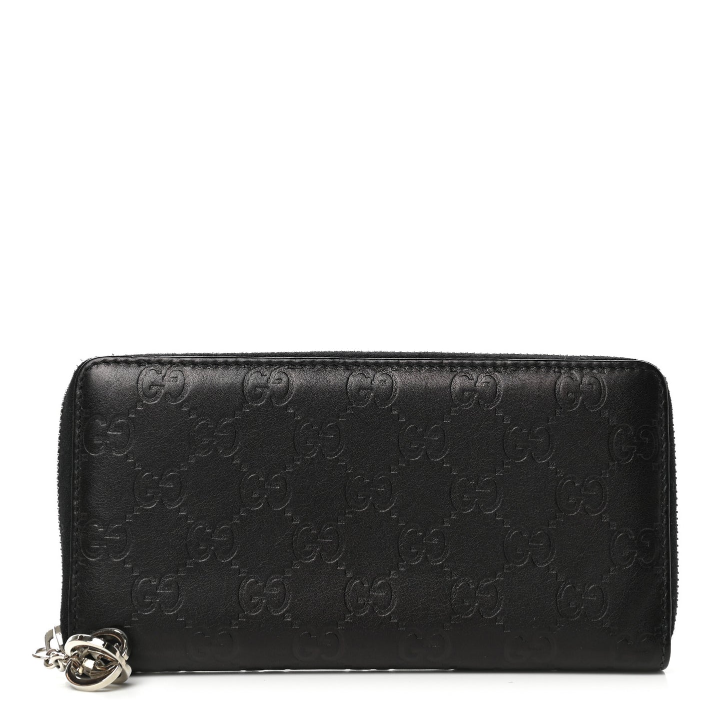 Guccissima Large Twins Zip Around Wallet Black