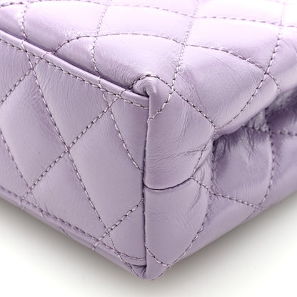 Chanel Shiny Aged Calfskin Quilted Nano Kelly Shopper Lilac 9 of 9