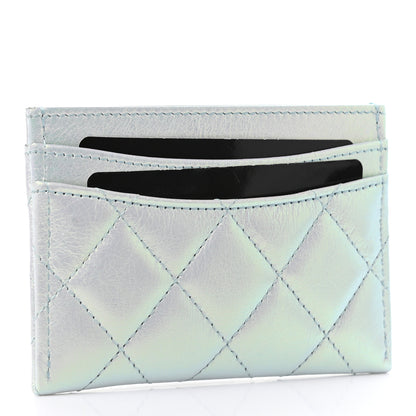 Chanel Iridescent Calfskin Quilted Card Holder Light Blue 3 of 8