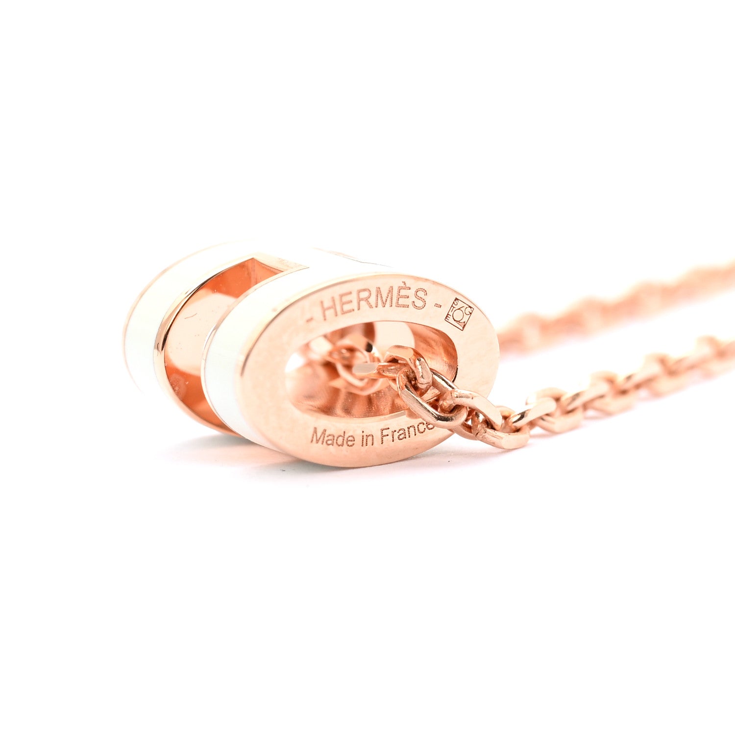Hermes Lacquered Rose Gold Mini Pop H Pendant Necklace Vert Fizz 5 of 7