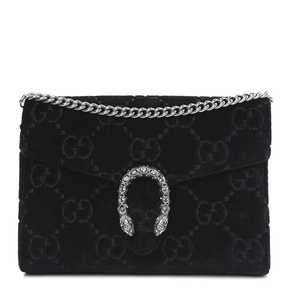 Gucci Velvet GG Monogram Mini Dionysus Chain Wallet Black 1 of 11