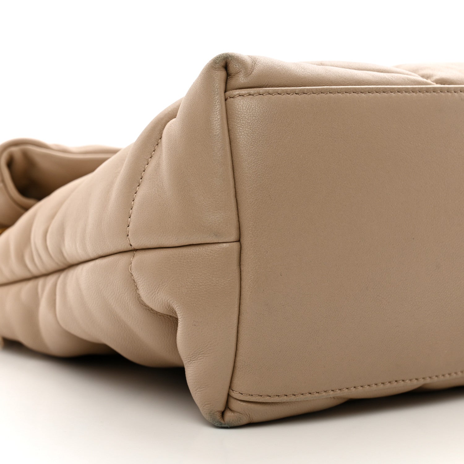 Saint Laurent Lambskin Quilted Medium Loulou Puffer Monogram Chain Satchel Dark Beige 10 of 12