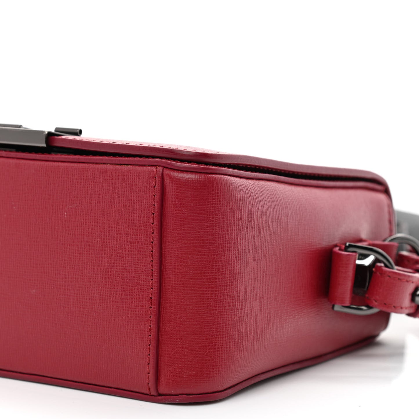 Saffiano Binder Clip Flap Shoulder Bag Red