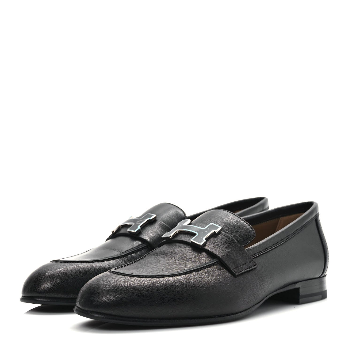 Hermes Goatskin Womens Paris Loafers 35 Black 3 of 9