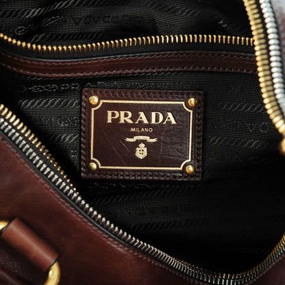 Prada Glace Calf Studded Tote Bruciato 6 of 9