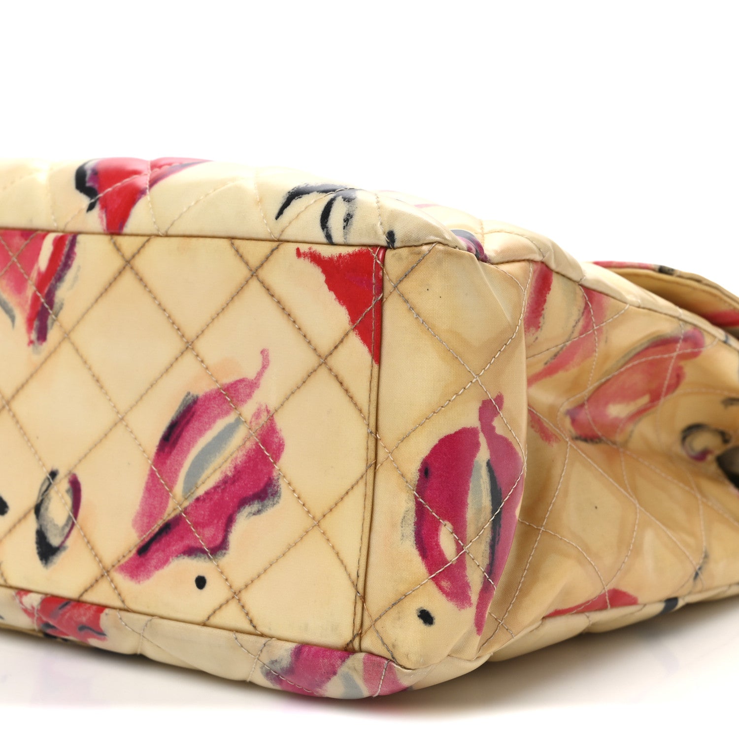 Chanel Coated Canvas Quilted Lips and Kisses Graffiti XL Jumbo Single Flap White Multicolor 11 of 13