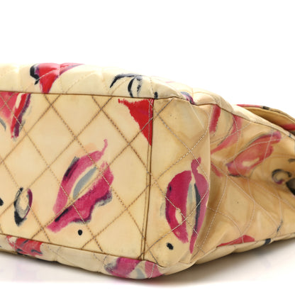 Chanel Coated Canvas Quilted Lips and Kisses Graffiti XL Jumbo Single Flap White Multicolor 11 of 13