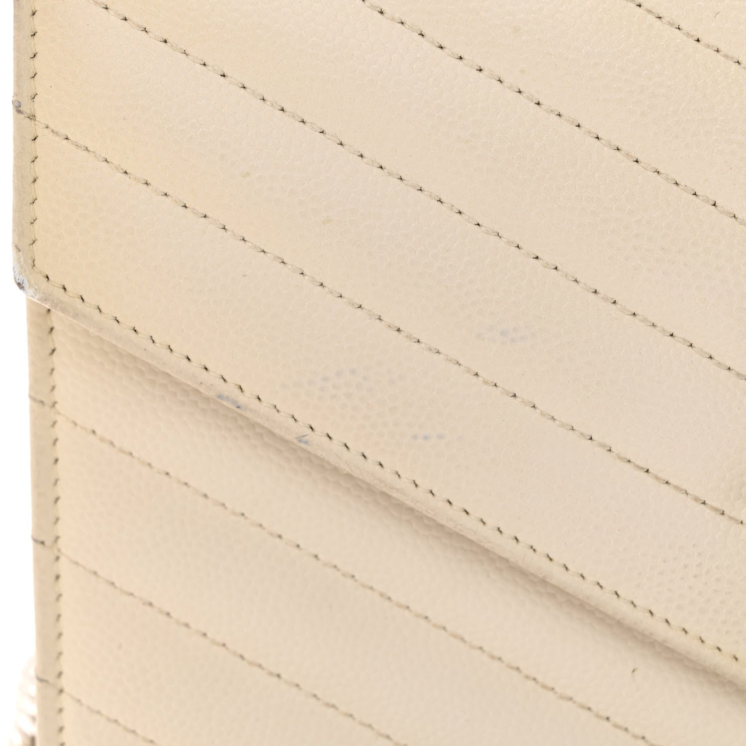 Saint Laurent Grain De Poudre Matelasse Chevron Monogram Envelope Chain Wallet White 19 of 21