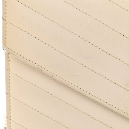Saint Laurent Grain De Poudre Matelasse Chevron Monogram Envelope Chain Wallet White 19 of 21
