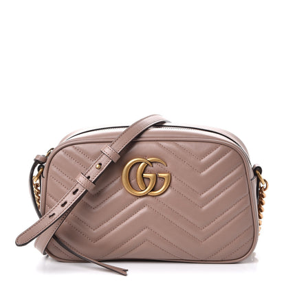 Gucci Calfskin Matelasse Small GG Marmont Chain Shoulder Bag Taupe 1 of 7