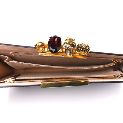 Alexander McQueen Calfskin Crocodile Embossed Knuckle Flat Clutch Burgundy 5 of 11