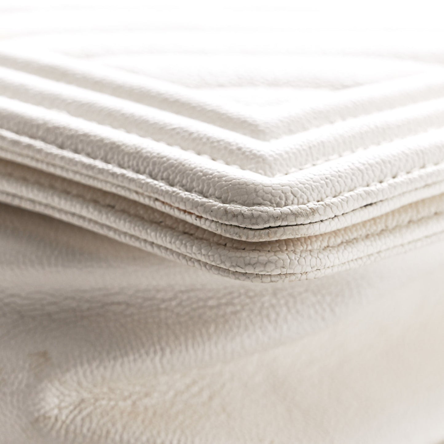 Calfskin Chevron Quilted Medium Boy Flap White