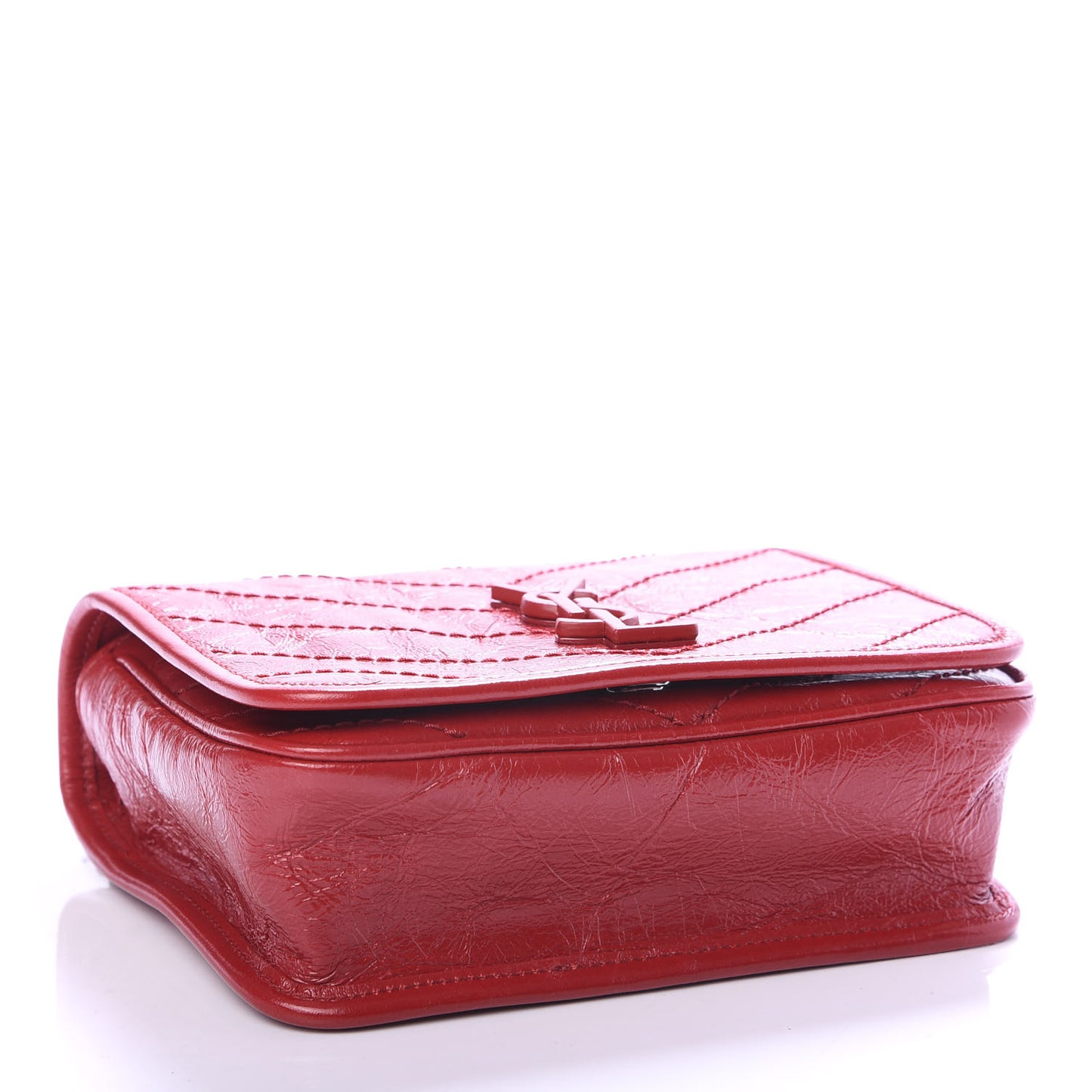 Crinkled Calfskin Matelasse Monogram Niki Chain Wallet Red