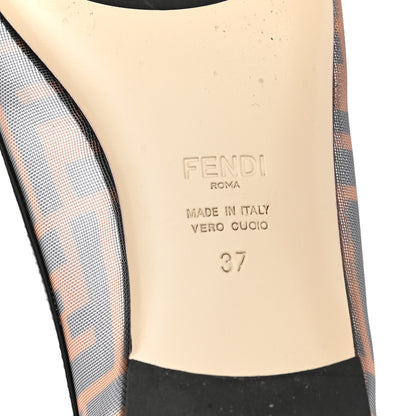 Fendi Mesh FF Skimmer Ballerina Flats 37 Tobacco Moro Black 6 of 8