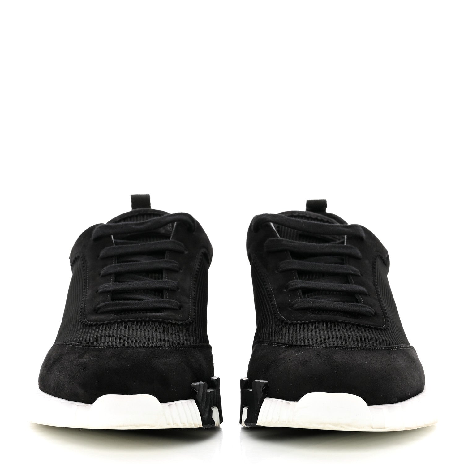 Hermes Air Mesh Suede Goatskin Mens Bouncing Sneakers 44 Black 2 of 8
