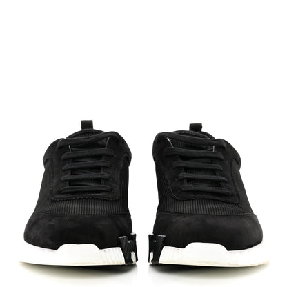 Hermes Air Mesh Suede Goatskin Mens Bouncing Sneakers 44 Black 2 of 8