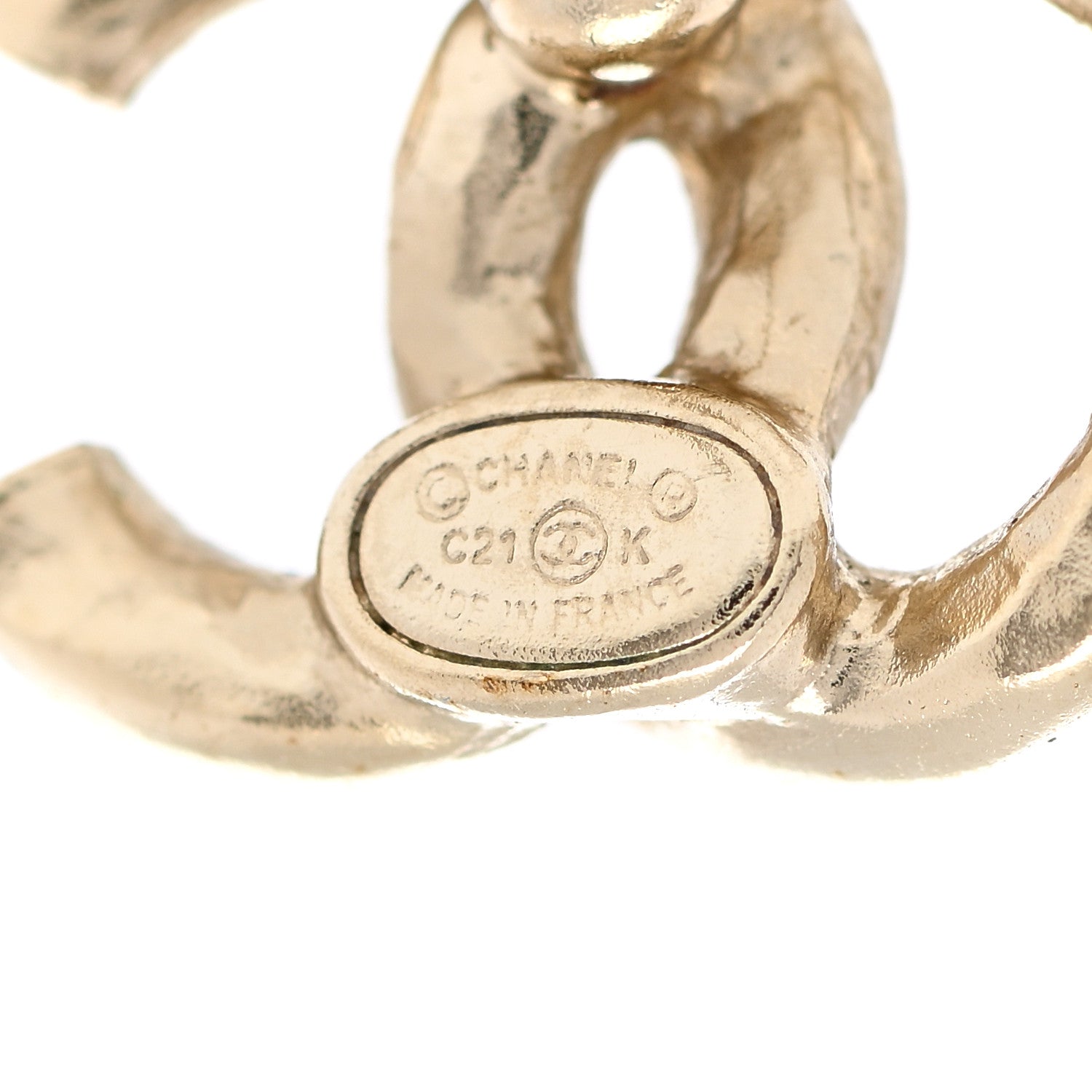 Chanel Textured Metal Crystal CC Earrings Gold 3 of 5