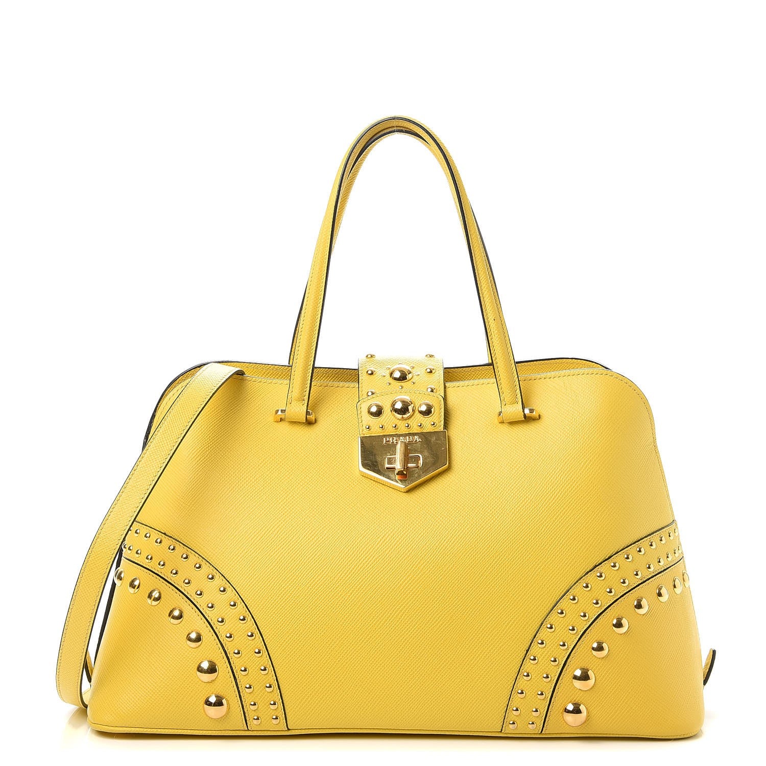 Prada Saffiano Studded Bijou Tote Girasole 1 of 17