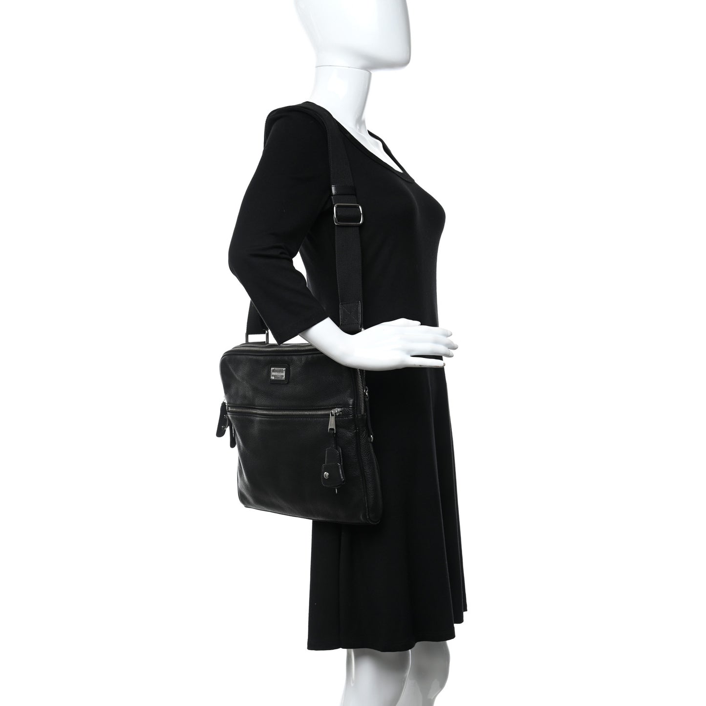 Grained Calfskin Satchel Black