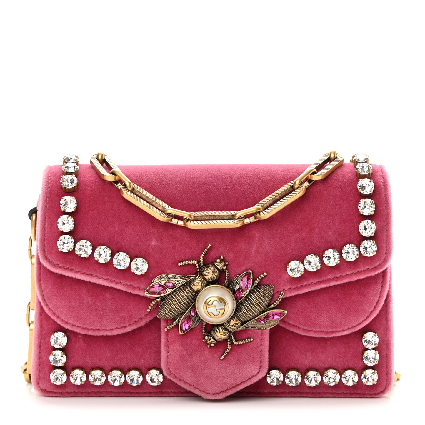 Velvet Crystal Mini Bee Broadway Shoulder Bag Light Raspberry Rose