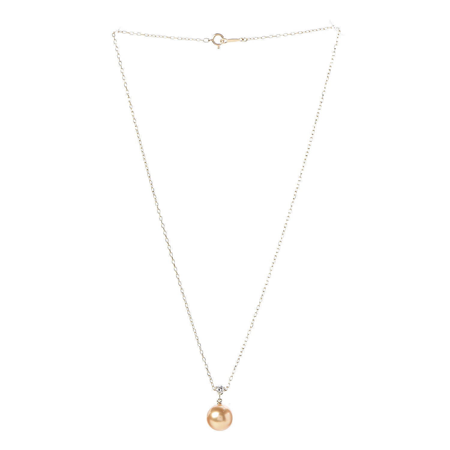 Mikimoto 18K Yellow Gold Diamond Golden South Sea Pearl 10mm Drop Pendant Necklace 3 of 6