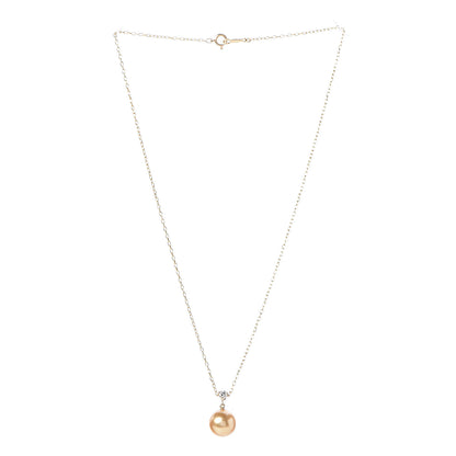 Mikimoto 18K Yellow Gold Diamond Golden South Sea Pearl 10mm Drop Pendant Necklace 3 of 6
