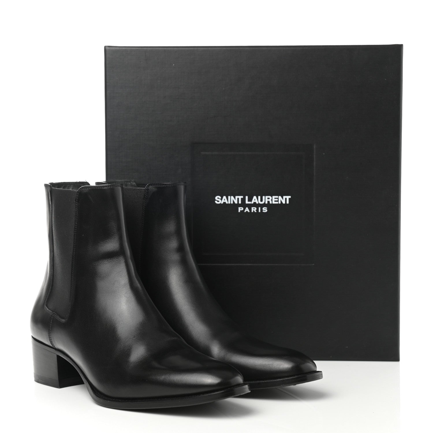 Saint Laurent Calfskin Womens Wyatt Chelsea Boots 37 Black 10 of 10