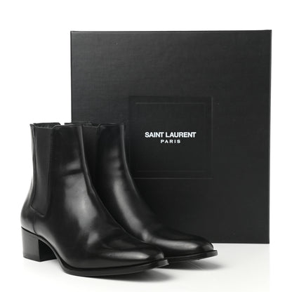 Saint Laurent Calfskin Womens Wyatt Chelsea Boots 37 Black 10 of 10