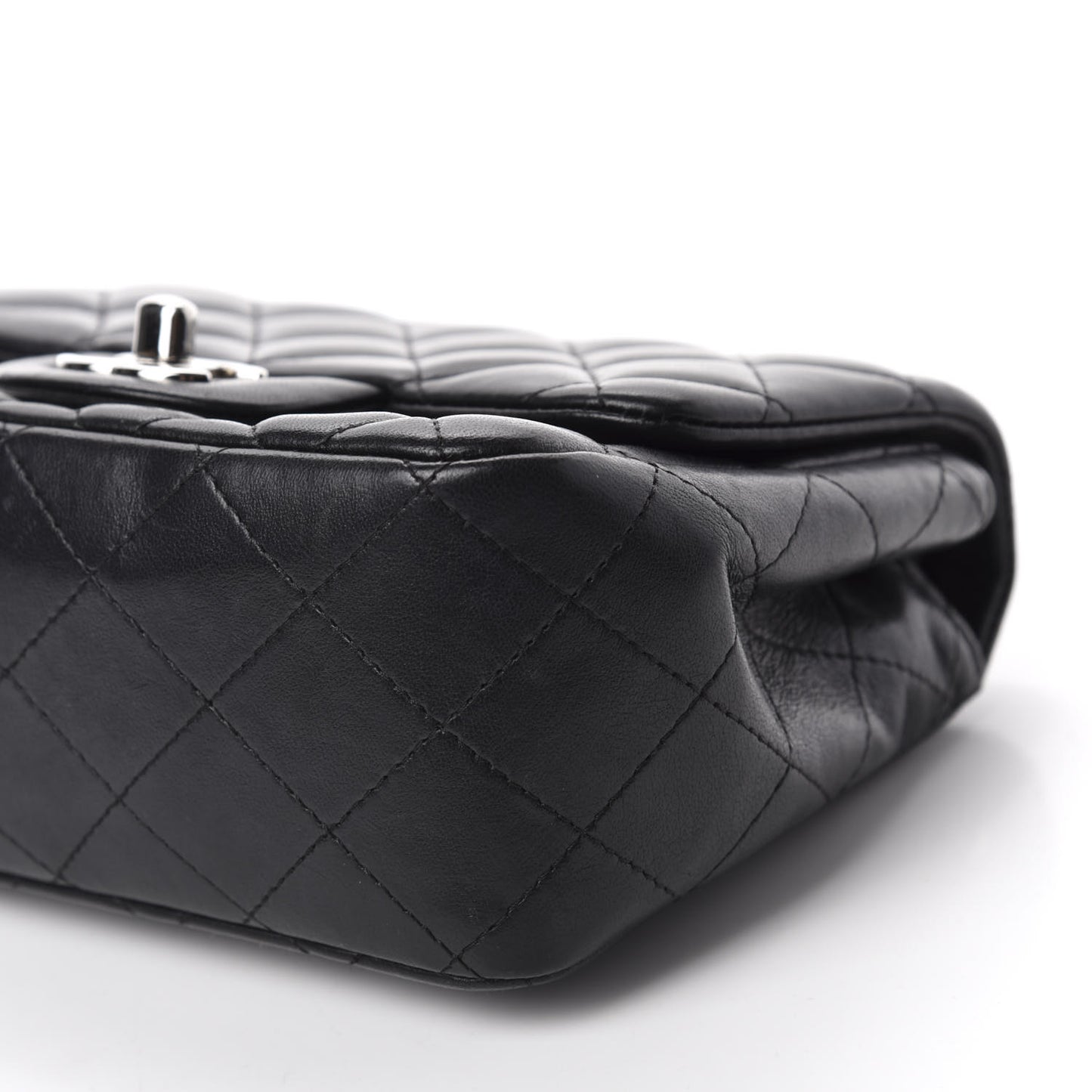 Lambskin Quilted Mini Square Flap Black