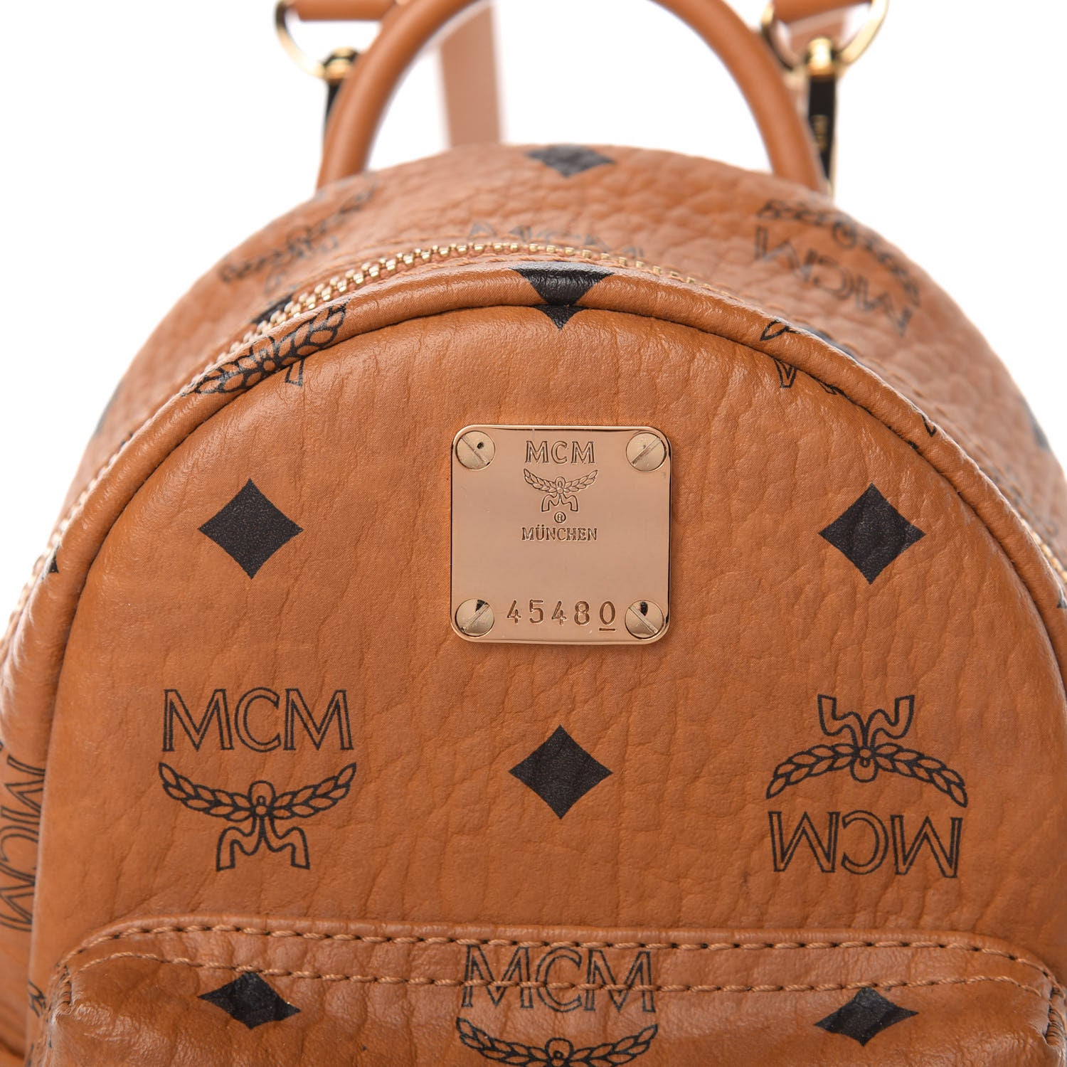 MCM Visetos Side Stud X-Mini Stark Backpack Cognac 9 of 9