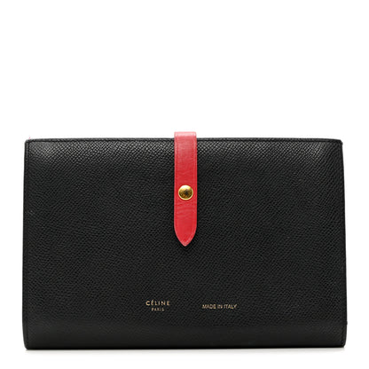 Celine Grained Calfskin Large Multifunction Strap Wallet Black Pink 1 of 9