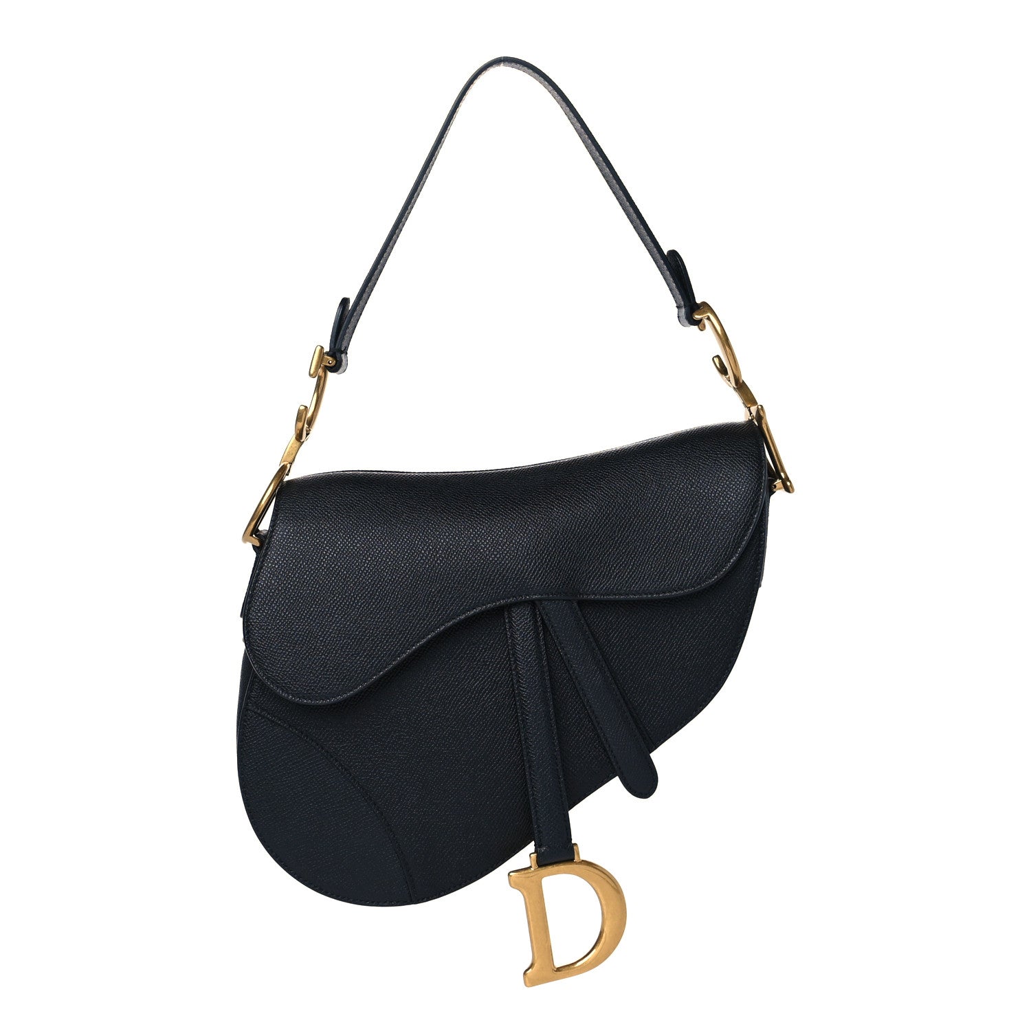 Christian Dior Grained Calfskin Saddle Bag Black 1 of 11